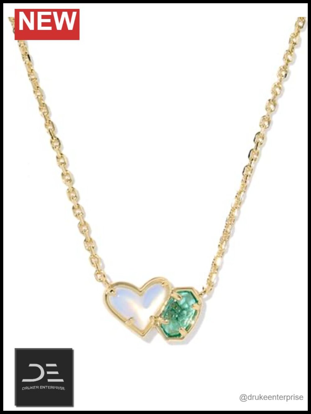 Adjustable Pendant Necklace Gold Plated Brass Lobster Clasp Heart